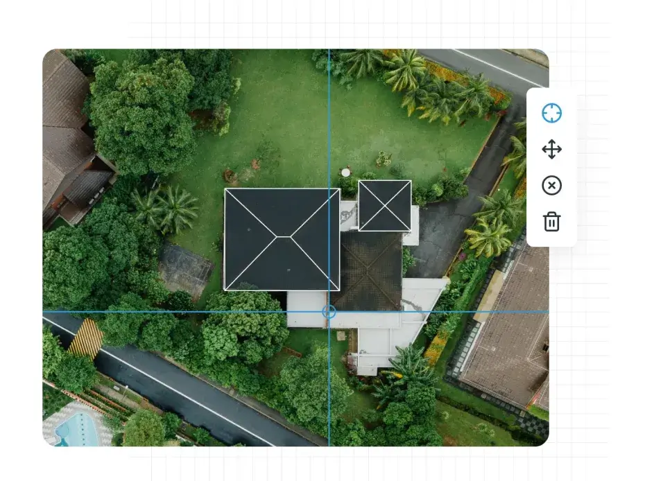 Aerial and satellite roof measurement report showing plane dimensions and pitch