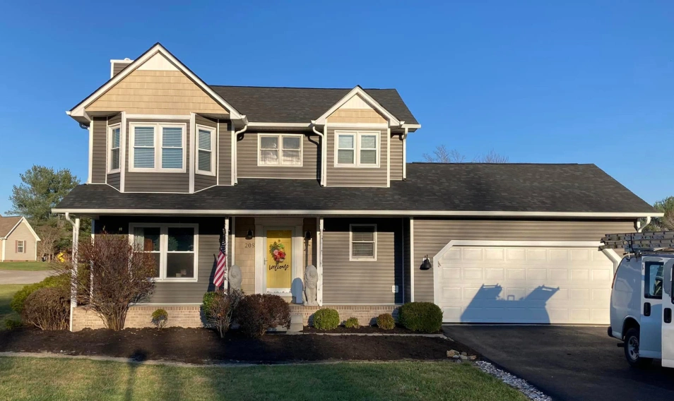Full roof tear-off and new shingle system installed on a Kentucky home