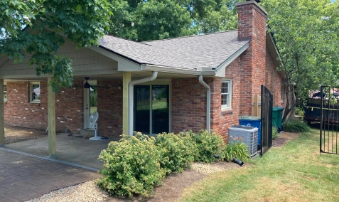 Roof replacement with new seamless gutters installed by Spangler Roof Systems — second view